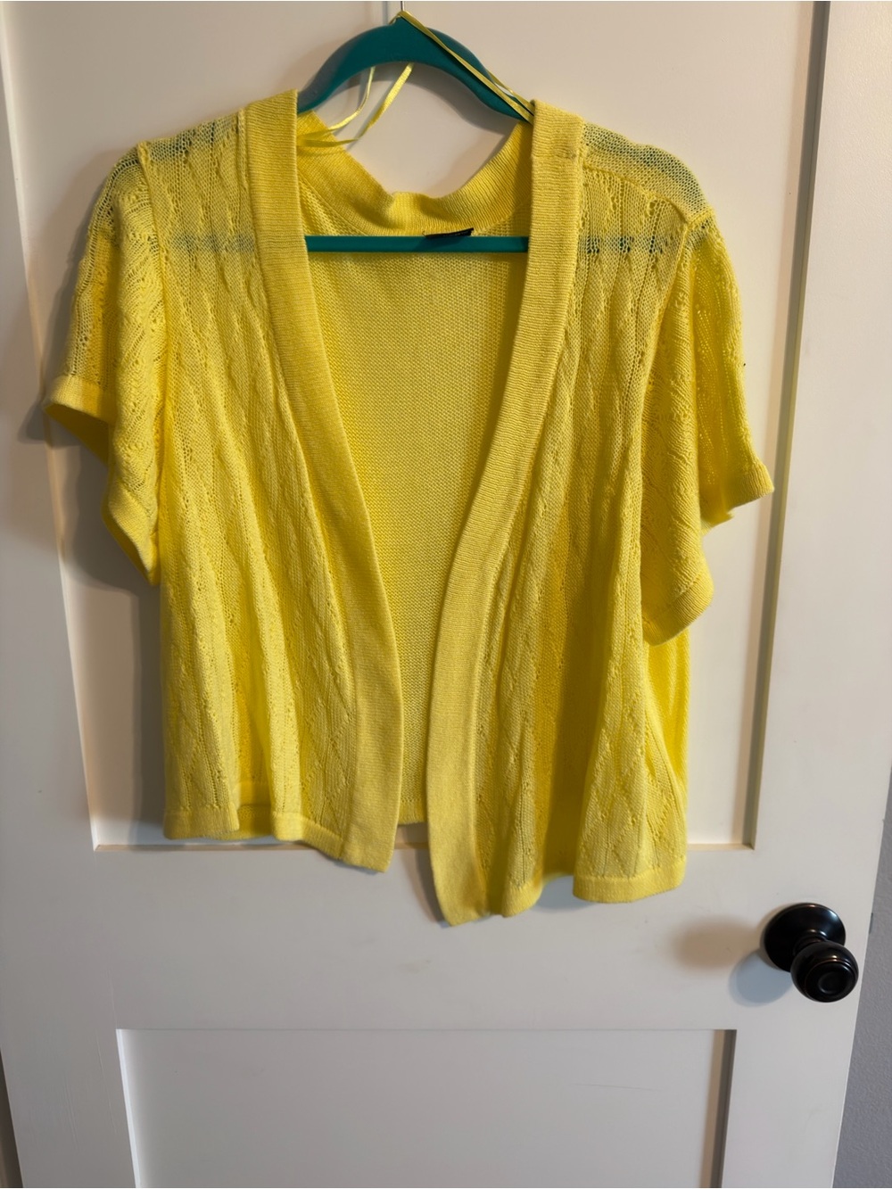 Faded Glory Bright Yellow Open-Front Short Sleeve Cardigan